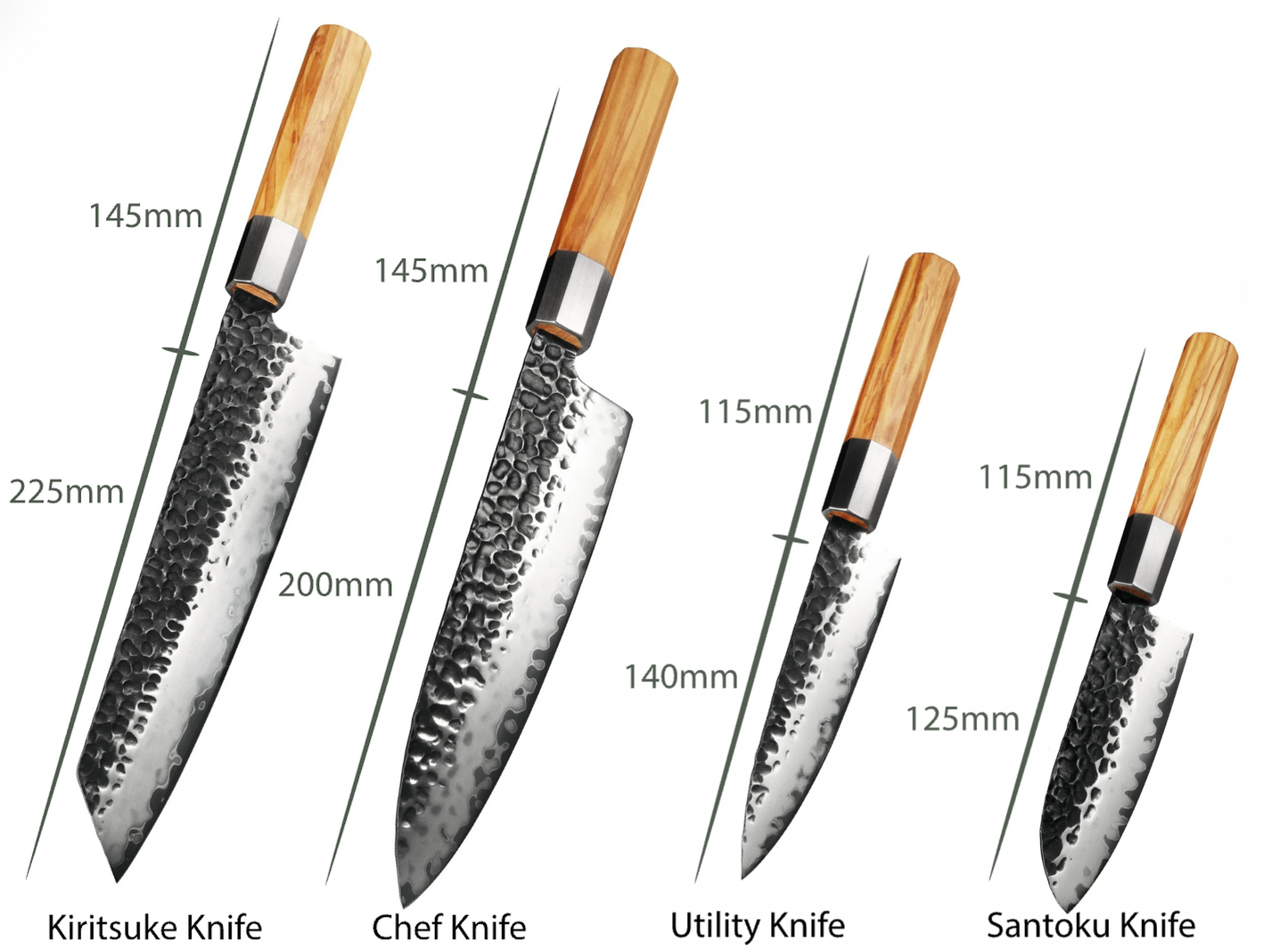 Olive wood 4-Set de 4 pièces